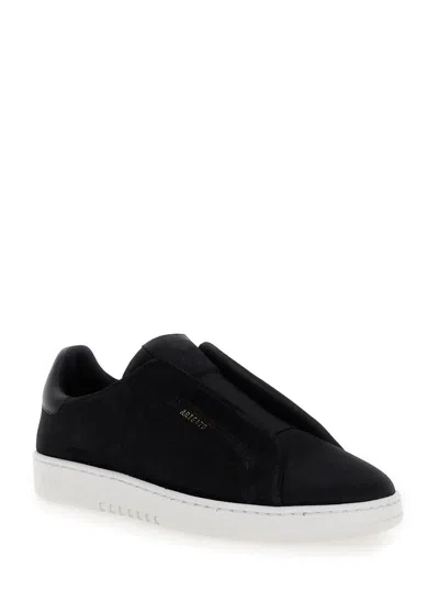 Shop Axel Arigato 'dice Laceless' Black Low Top Slip-on Sneakers In Suede Man