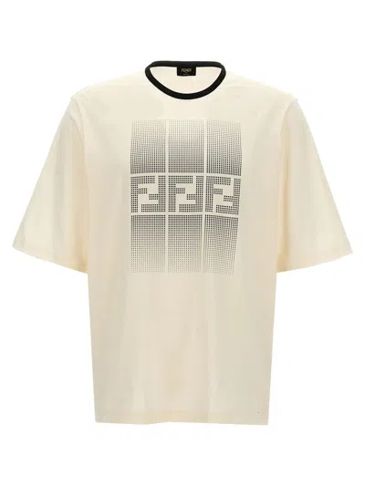 Shop Fendi 'gradient Ff' Logo T-shirt In White/black