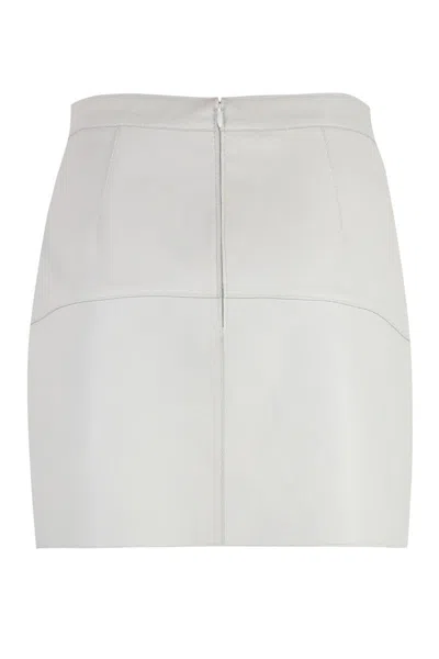 Shop P.a.r.o.s.h . Leather Mini Skirt In Grey