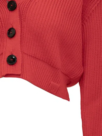 Shop Victoria Beckham Vb Cropped Cardigan In Red