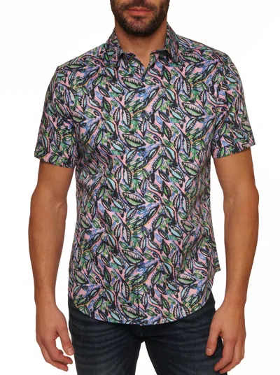 Robert Graham Alford Classic Fit Leaf Short Sleeve Button-up Shirt In Multi