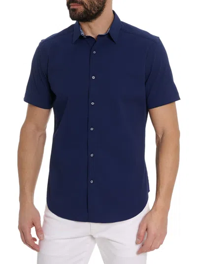 Robert Graham Stetson Short Sleeve Button Down Shirt In Navy