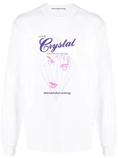 Shop Alexander Wang Club Crystal T-shirt With Graphic Print In White