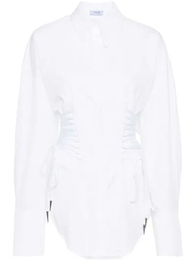 Shop Mugler Shirt With Lace Detail In White