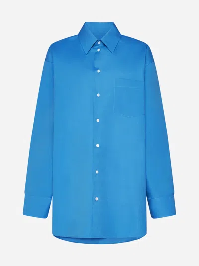 Shop Marni Cotton Oversized Shirt In Cobalt