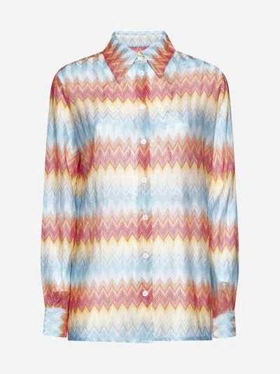 Shop Missoni Zig-zag Viscose Shirt In Multicolor