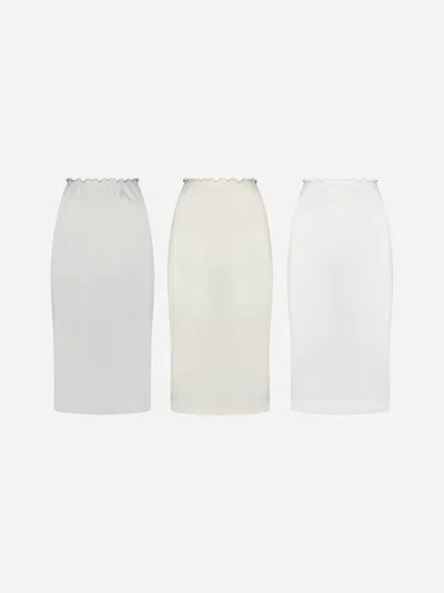 Shop Jil Sander+ 3 Layered Midi Cotton Skirt In Polar