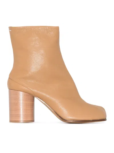 Maison Margiela Tabi 60 Calf Leather Ankle Boots In Nude & Neutrals