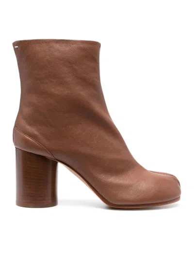Maison Margiela 'tabi' Brown High Heel Ankle Boots In Brown