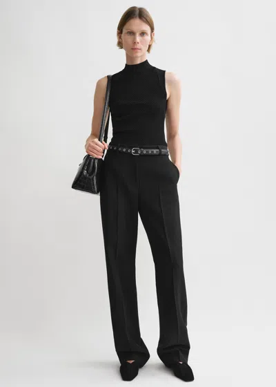 Shop Totême Straight Tailored Trousers Black