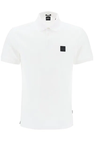 Shop Hugo Boss Mercerized Cotton Polo Shirt In Bianco