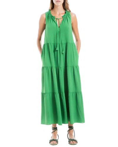 Shop Max Studio Sleeveless Tiered Maxi Dress In Green