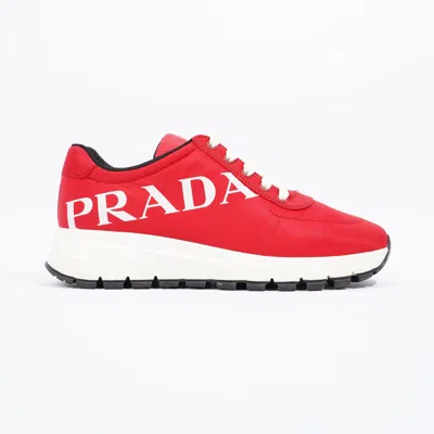 Shop Prada Low Top Sneaker /re Nylon In Red