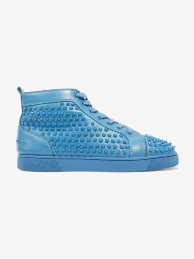 Shop Christian Louboutin Louis Junior Spikes High-tops Leather In Blue