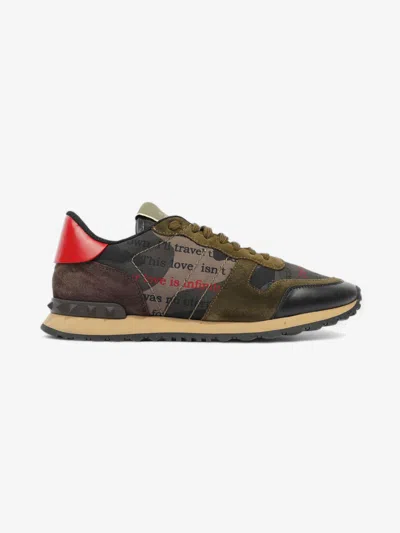Shop Valentino Rockrunner Camo / Tab Suede In Green