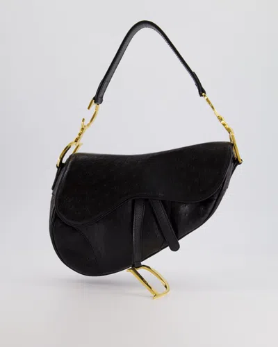 Shop Dior By John Galliano 2000 Ostrich Saddle Bag With Gold Hardware In Black