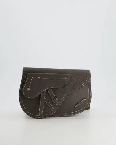 Shop Dior Menswear Saddle Bag With Silver Hardware Rrp £1,950 In Brown