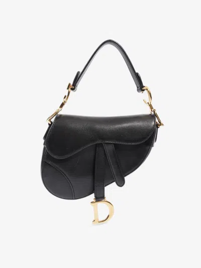 Shop Dior Mini Saddle Calfskin Leather Mini Bag In Black