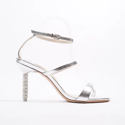 Shop Sophia Webster Rosalind Crystal Mid Sandal 90 Leather In Silver