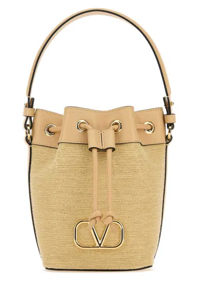 Shop Valentino Garavani Bucket Bags In Beige O Tan
