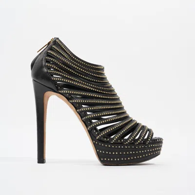 Shop Dior Studded Strappy Platform Sandals 120 / Silver Leather In Black
