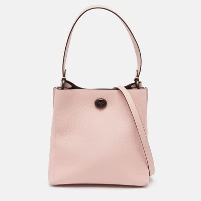 Shop Coach Leather Mollie 22 Bucket Bag In Pink