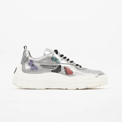 Shop Valentino Butterfly Sneaker Leather In Silver