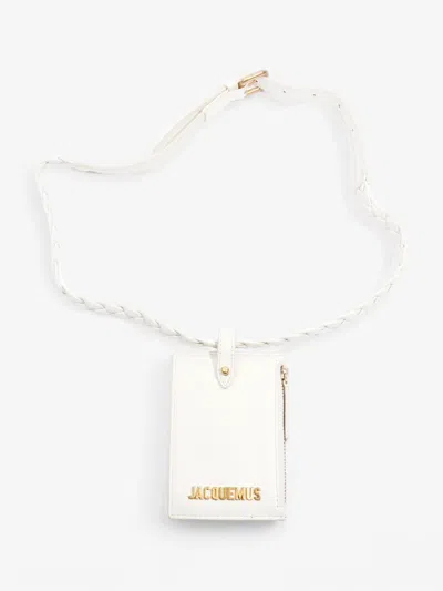 Shop Jacquemus Two Strap Belt With Zipped Pouch Leather In White