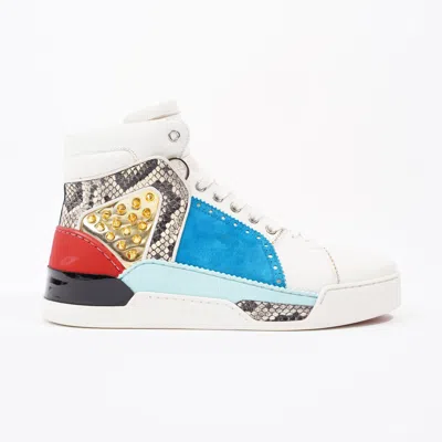 Shop Christian Louboutin Loubikick Strass High-tops / / Leather In White