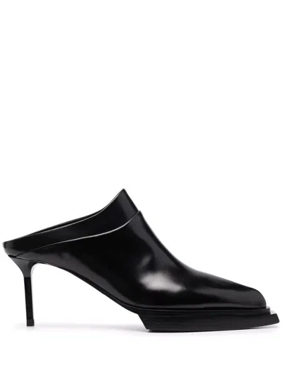 Shop Alyx 1017  9sm Leather 85mm Mules In Black