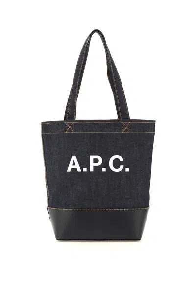 Shop Apc Axel Small Denim Tote Bag In Blu