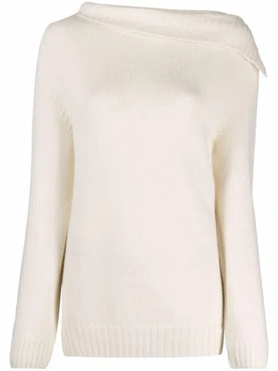 Shop Ann Demeulemeester Asymmetrical-collar Wool Jumper