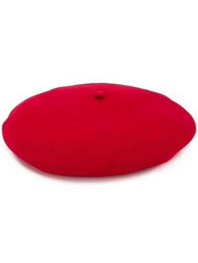Shop Celine Knitted Beret Hat In Red