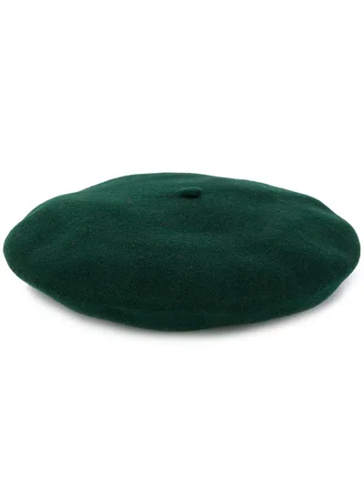 Shop Celine Knitted Beret Hat In Green