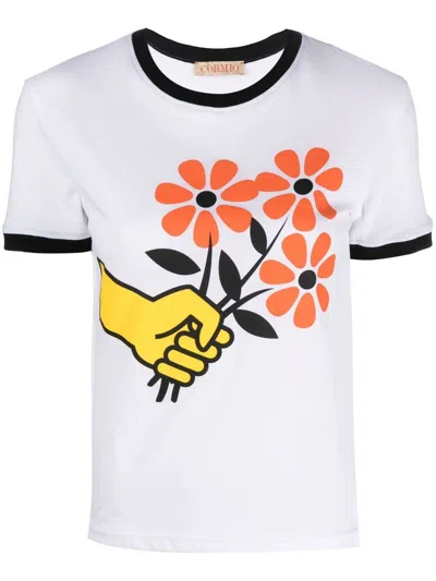 Shop Cormio Graphic-print Cotton T-shirt In White