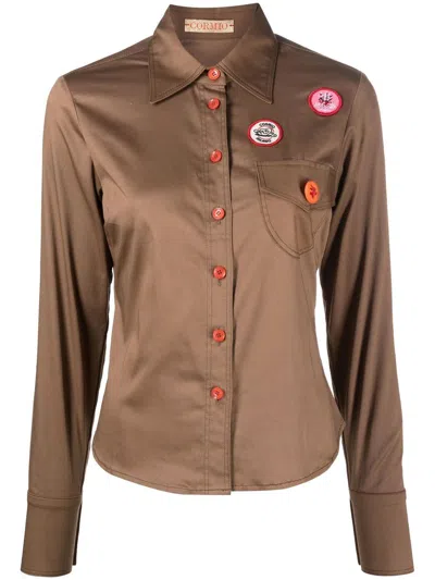 Shop Cormio Katy Patch-detail Shirt In Brown