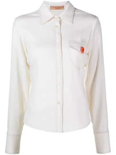 Cormio Katy Pin Badge Long-sleeved Shirt In White
