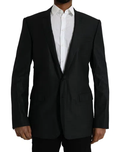 Shop Dolce & Gabbana Black Wool Notch Singlebreasted Coat Blazer
