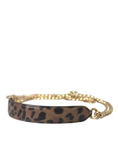 Shop Dolce & Gabbana Brown Leopard Handbag Accessory Shoulder Strap