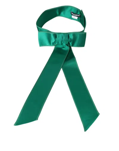 Dolce & Gabbana Green Silk Satin Waist Women Belt In Green