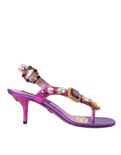 Shop Dolce & Gabbana Multicolor Crystals Slingback Sandals Shoes