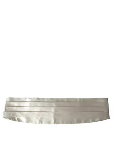 Dolce & Gabbana White Men Wide Waist Silk Belt Cummerbund In White