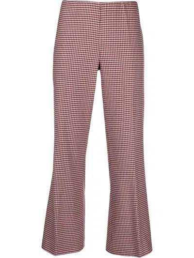 Shop P.a.r.o.s.h Houndstooth Flared Trousers In Rosa