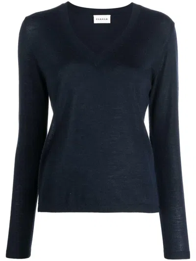 Shop P.a.r.o.s.h V-neck Cashmere Jumper In Navy Blue