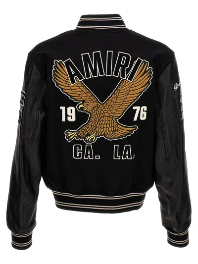 Shop Amiri 'oversized Eagle' Bomber Jacket In Black
