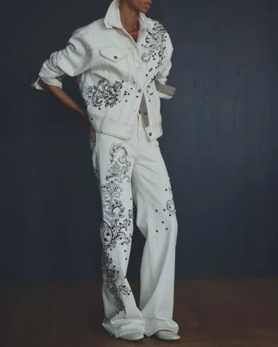 Shop Hellessy Women's Cosmo Embellished Denim Jacket In White
