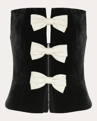 Shop Hellessy Women's Marfa Velvet Bow Bustier Top In Black