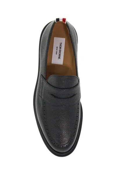 Shop Thom Browne Leather Loafers In Nero