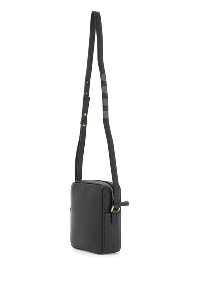 Thom Browne Pebble Grain Leather Vertical Camera Bag In Nero