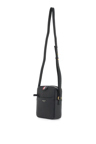 Shop Thom Browne Pebble Grain Leather Vertical Camera Bag In Nero